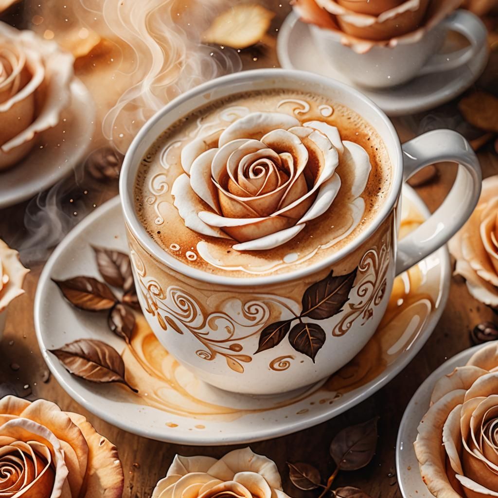 Latte Rose: A Watercolor Coffee Dream