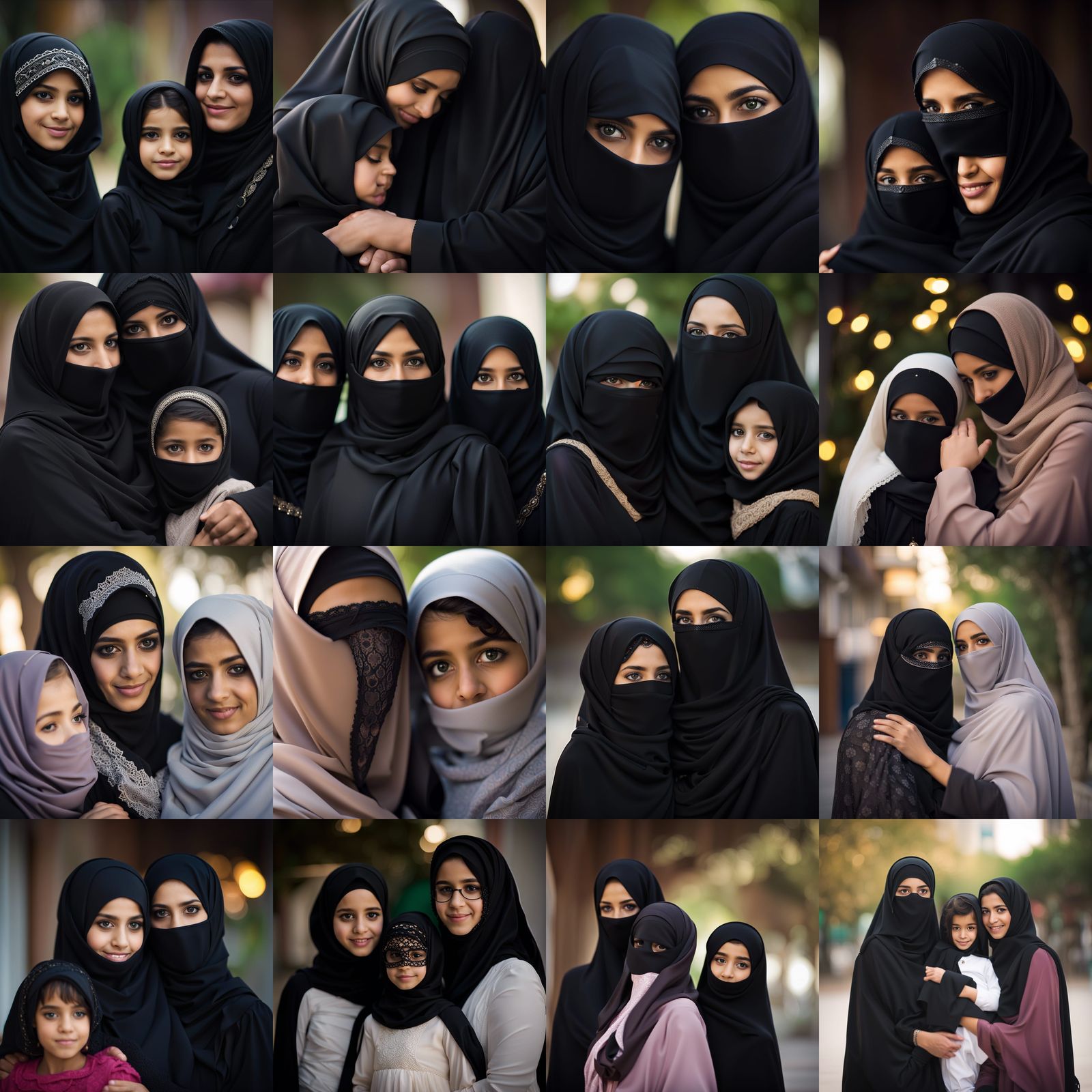 Niqabi Family Portrait in Natural Lighting