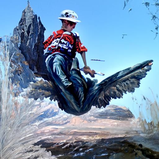 Bird Soaring High: Oil Painting