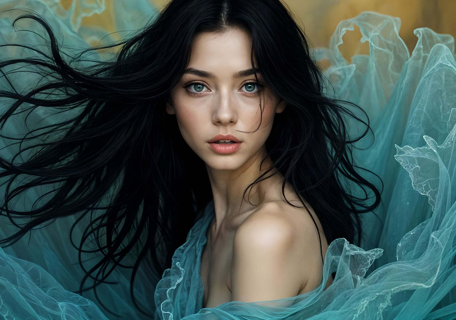 Ethereal Portrait of a Woman with Dark Hair