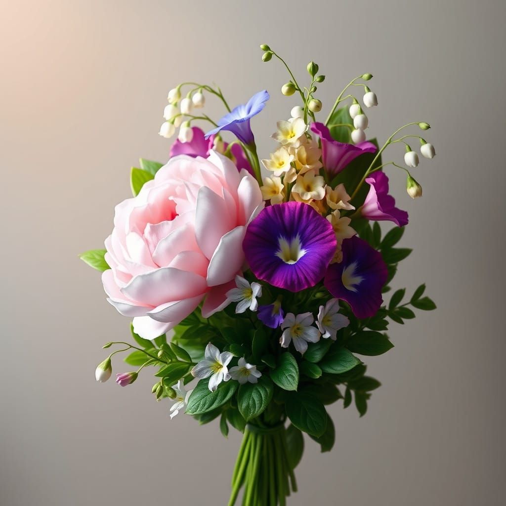 Enchanted Floral Bouquet with Vibrant Blooms and Lush Greene...