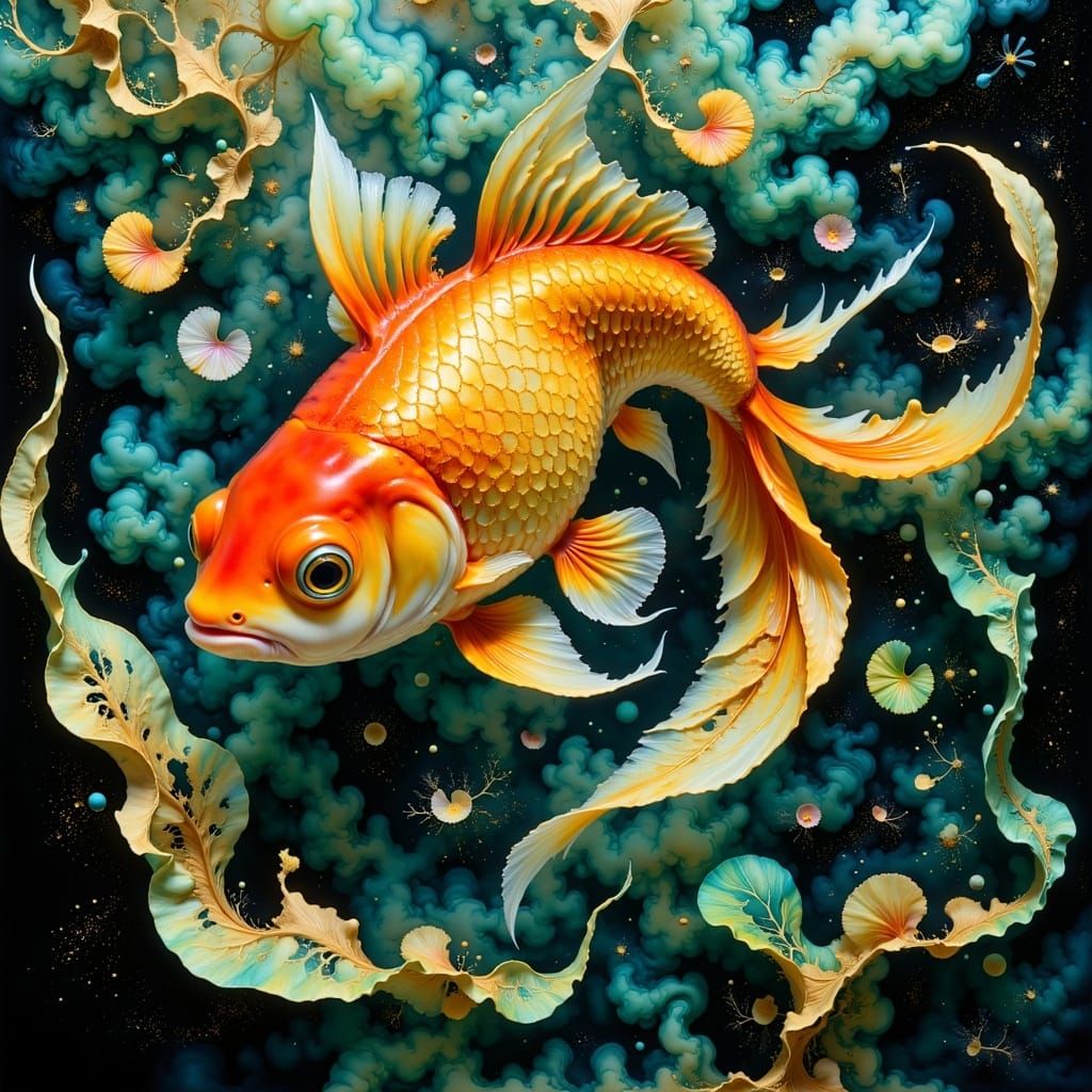 Orange Goldfish in Impressionist Style