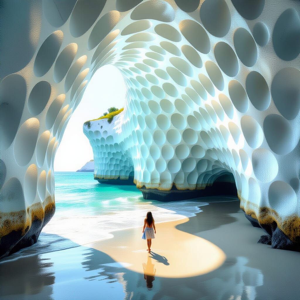 Surreal Fractal Dreamscape of Mushrooms and Cliffs