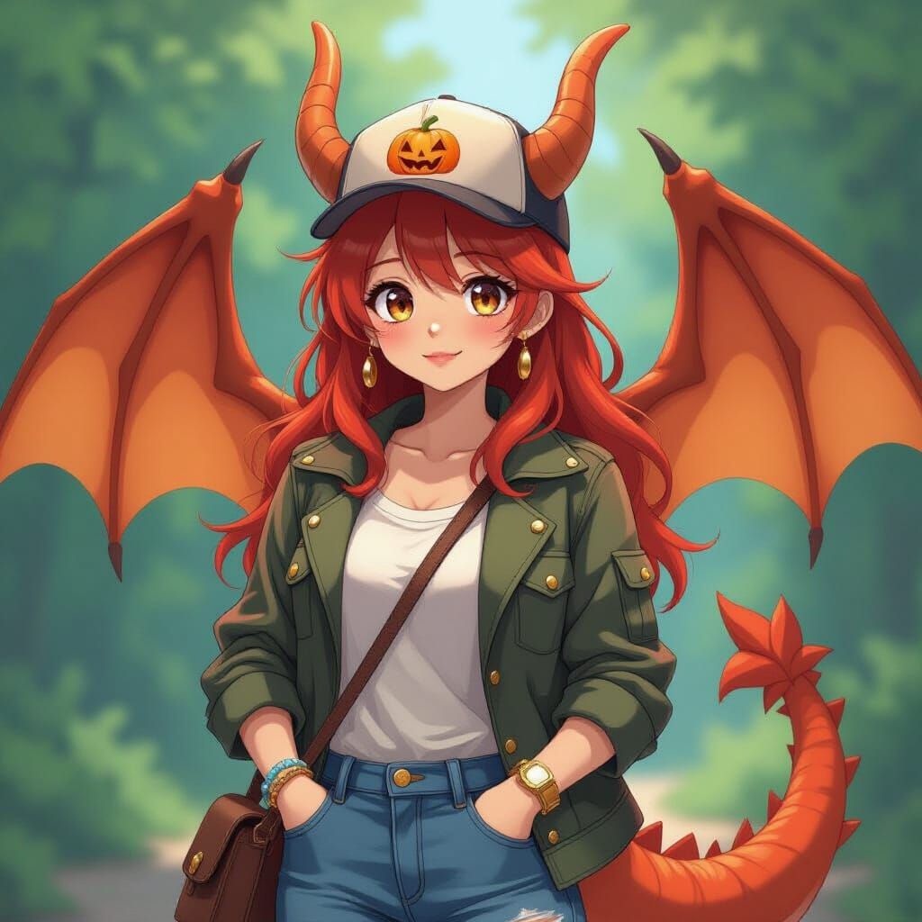 Gentle Dragon-Woman in Studio Ghibli Anime Style