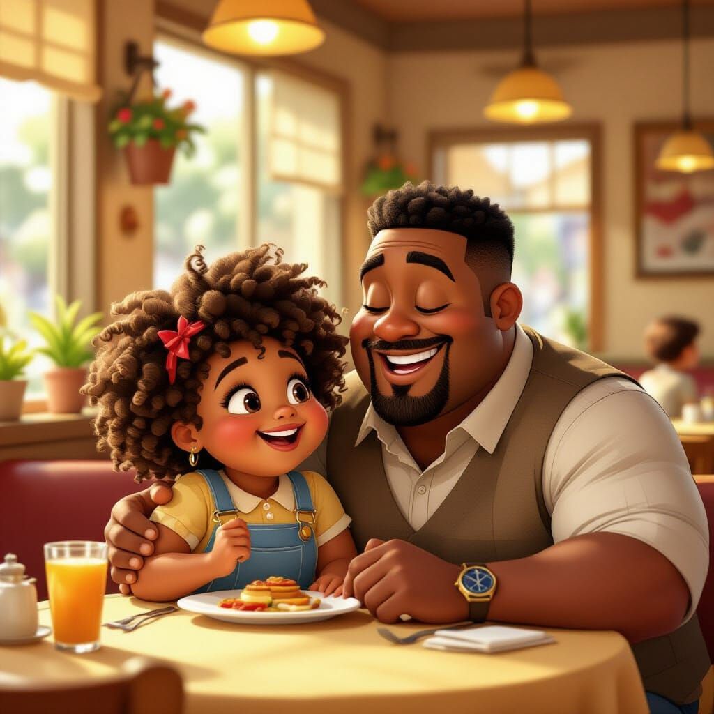 Father's Day Celebration in Animation Cel Style