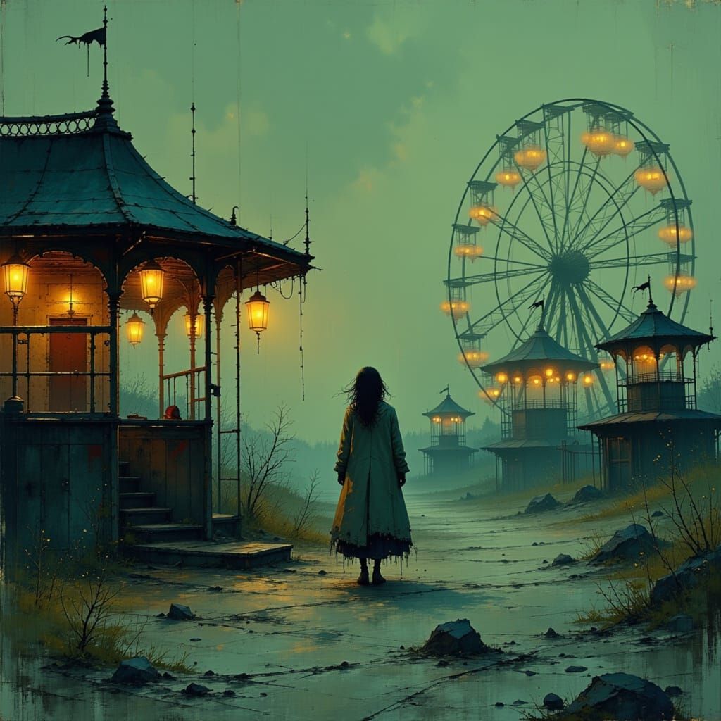 Mysterious Woman at Abandoned Carnival