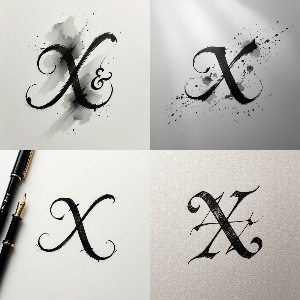 Simple 'X' Calligraphy Initial Tattoo Design