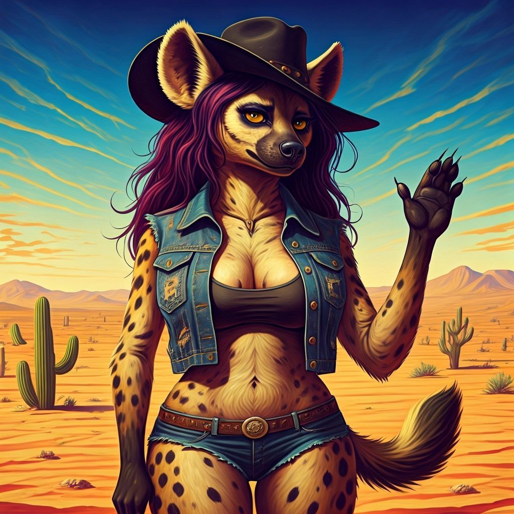 Psychedelic Hyena in Desert Western Vision Quest