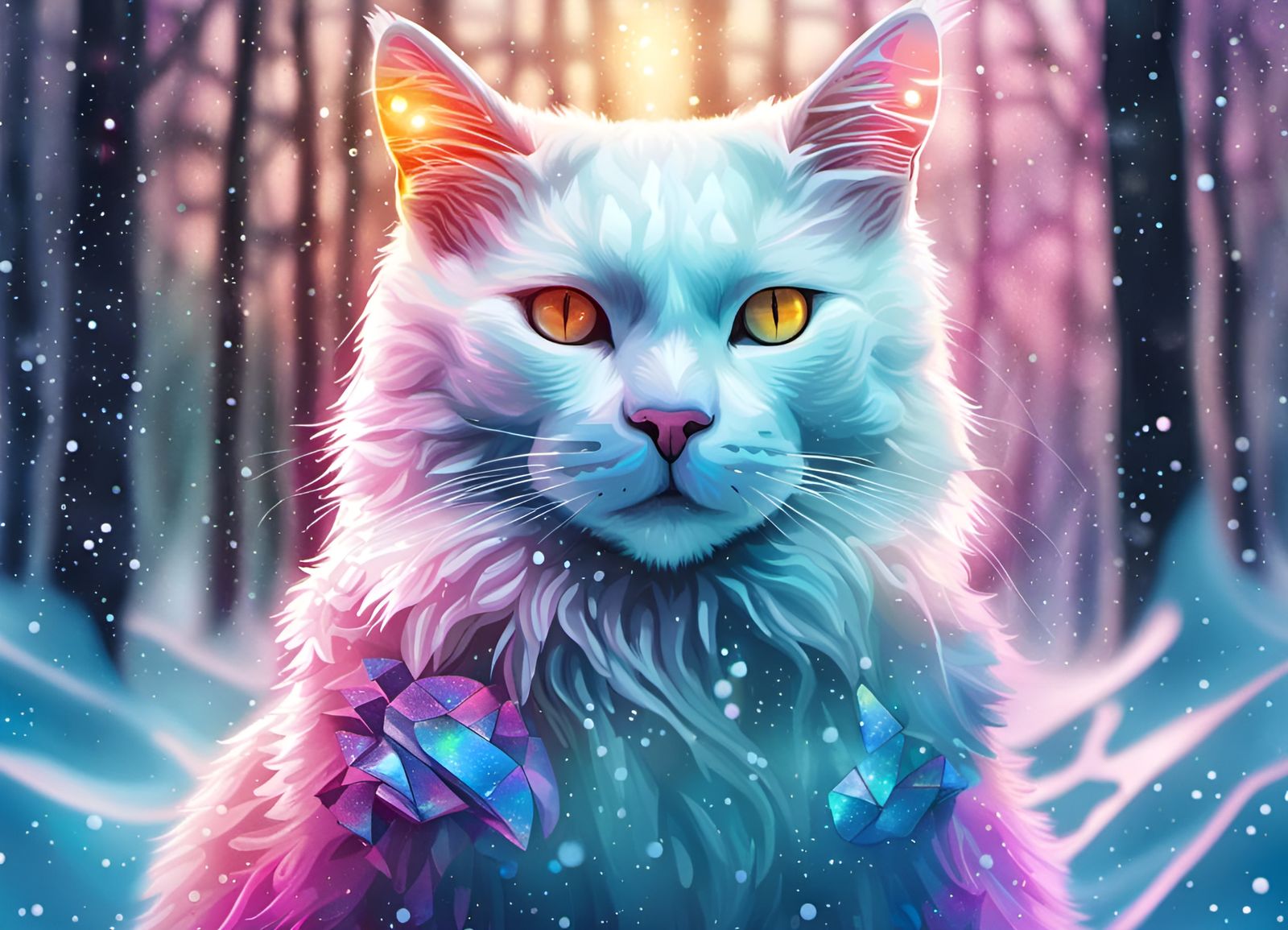 Winter Cat Portrait in Astral Cosmic Style