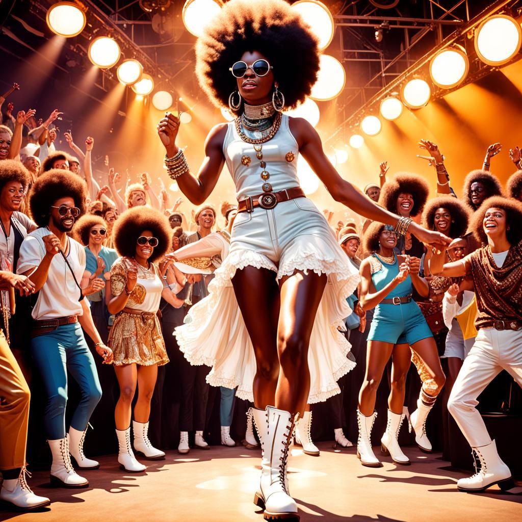 disco dancing with many happy people ...