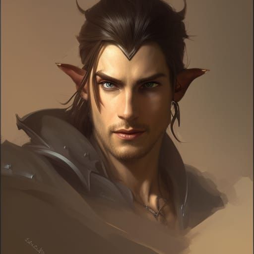 Half-Elf Count Portrait in Detailed Art Style