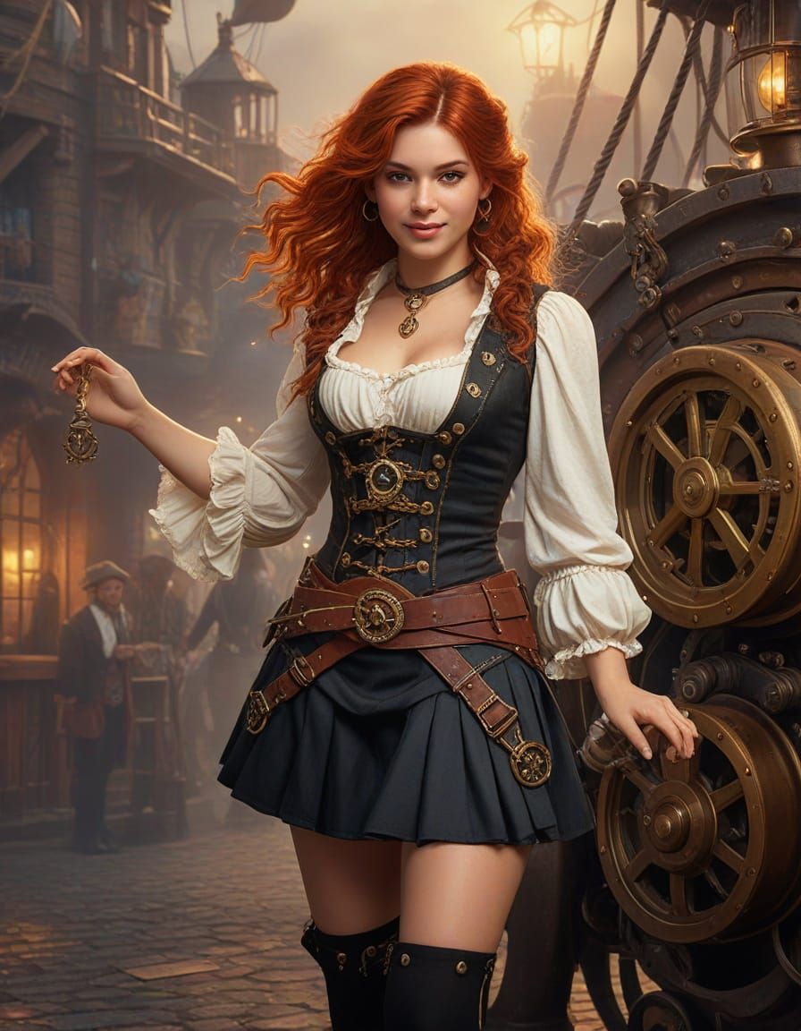 Steampunk Pirate Girl in Ethereal Fantasy Style