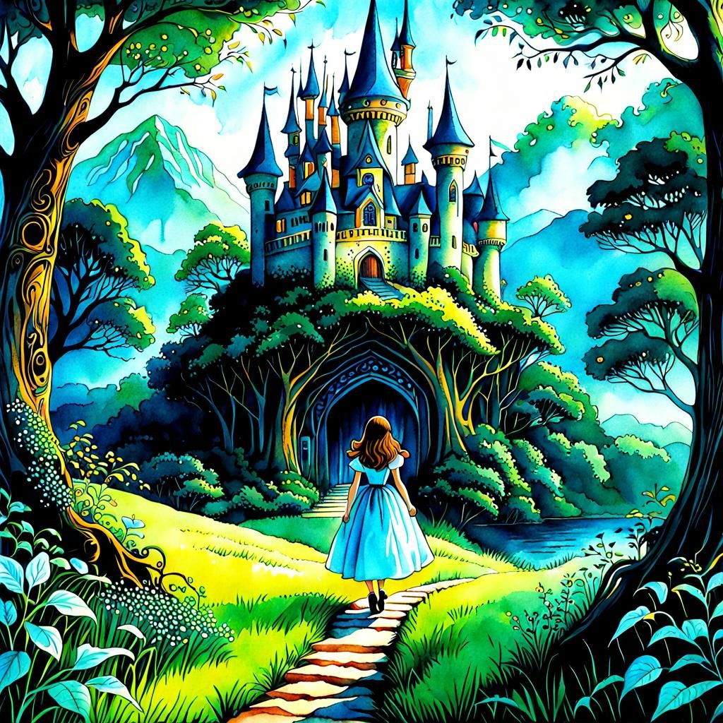 Enchanted Storybook Illustration in Watercolor Style