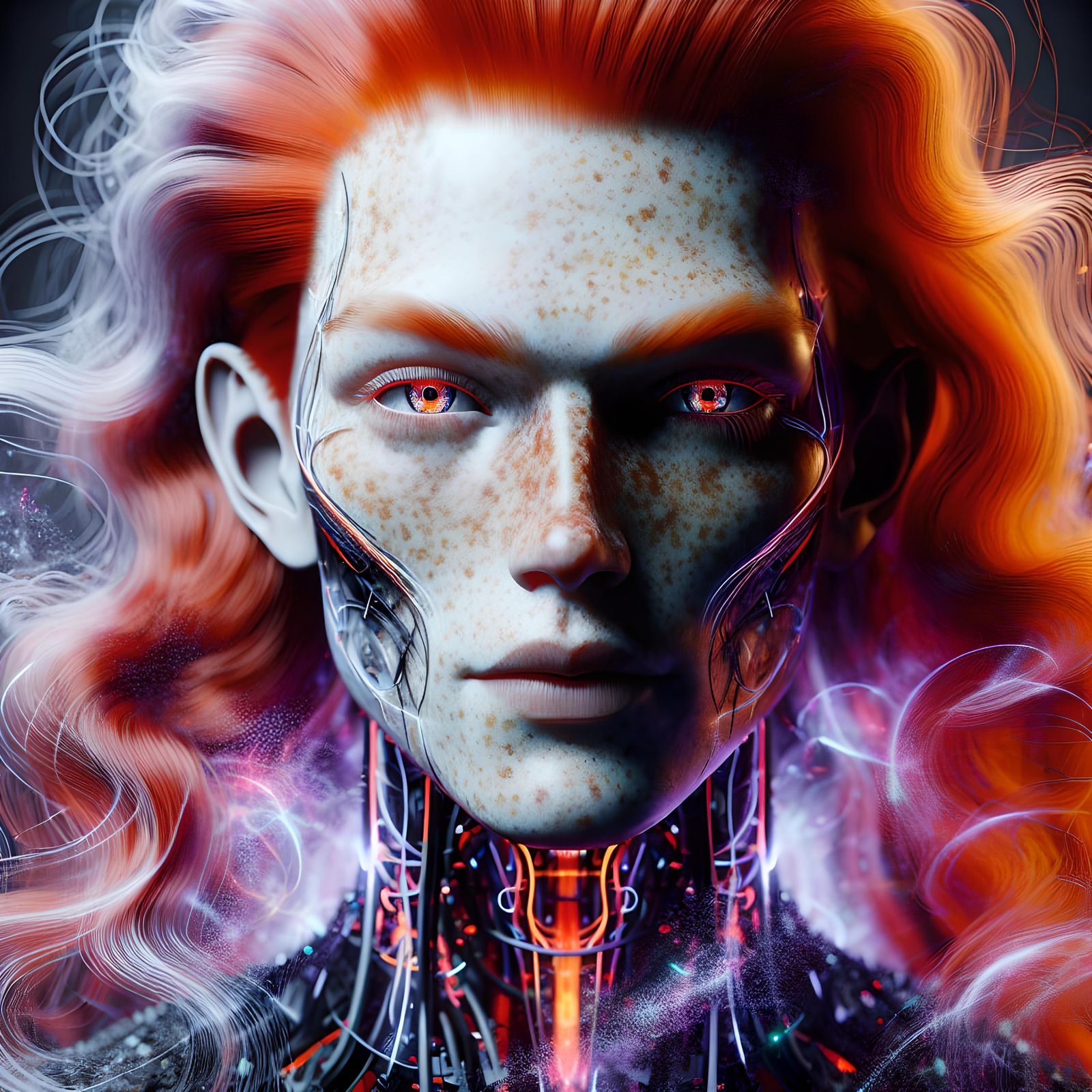 Gothic Portrait of Redhead Casting a Spell