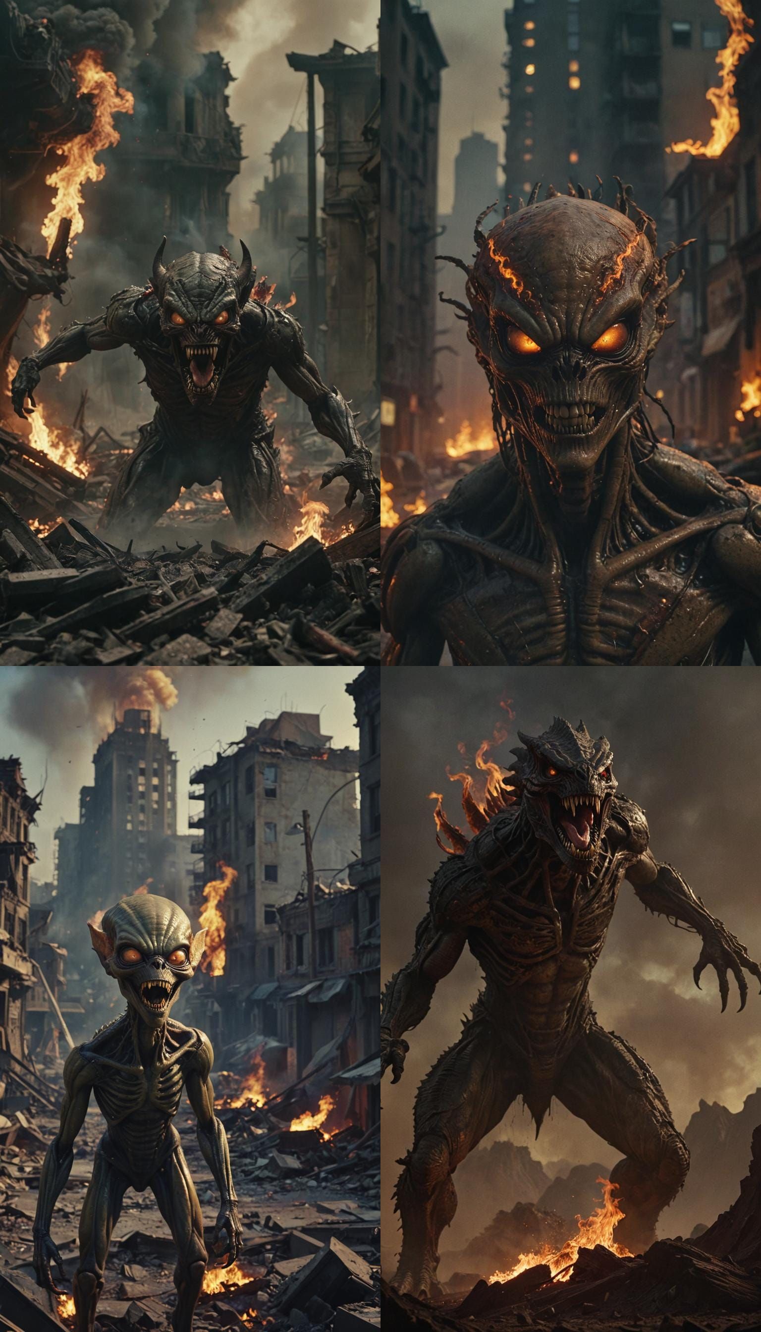 Devil Laughs as Earth Burns in Dramatic Film Still