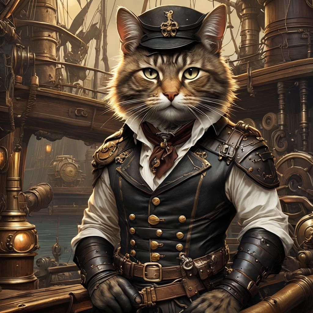 Steampunk Cat Pirate Concept Art