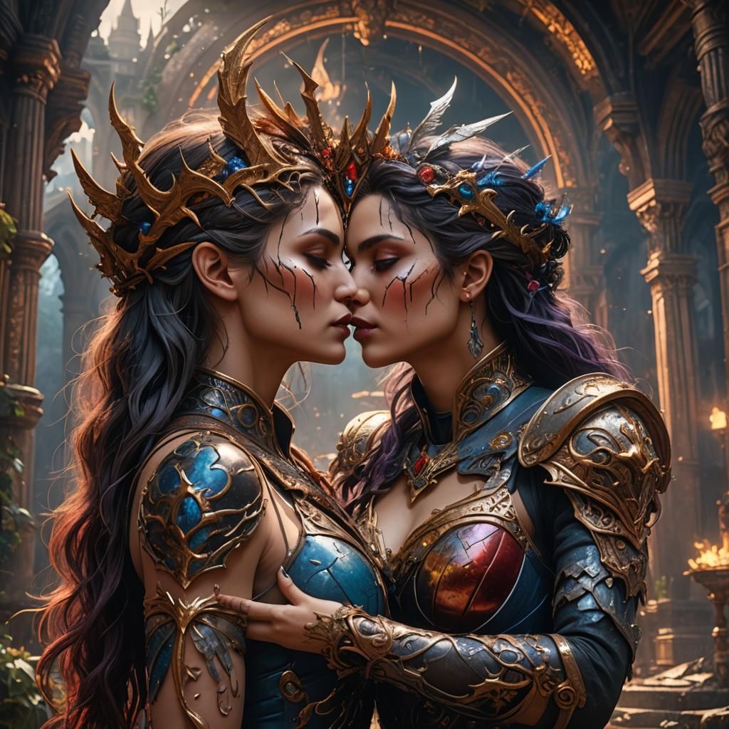 Intimate Kiss: Detailed Matte Painting in 8k