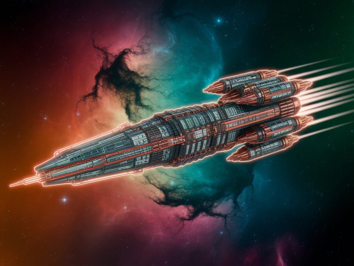 Art Nouveau Spaceship in Retro Science Fiction Style