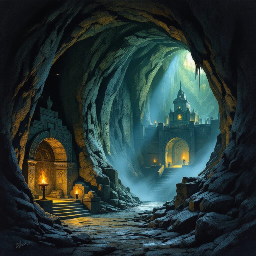 Mines of Moria: Dwarven Tunnels in an Illustrative Style