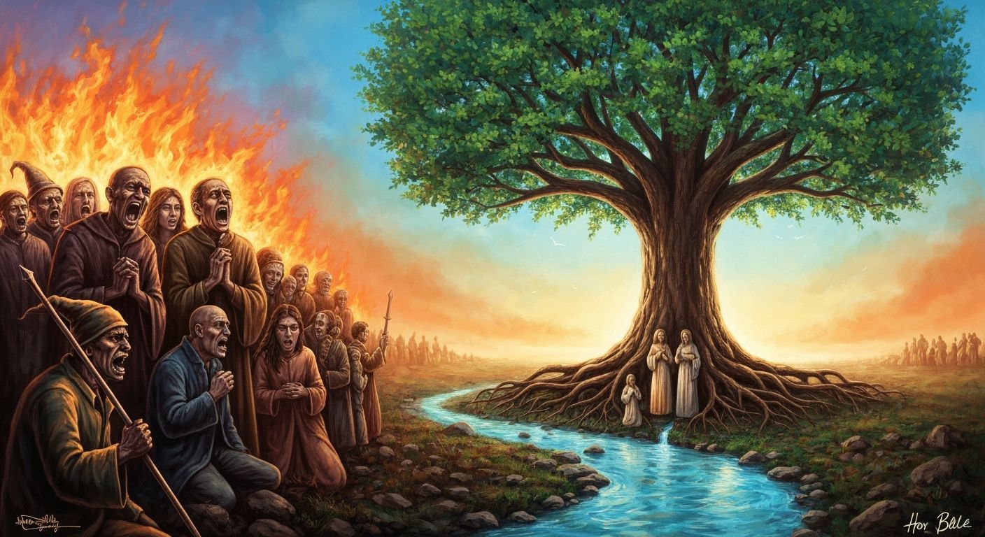 Tree of Life and Consuming Fire, Oil Painting