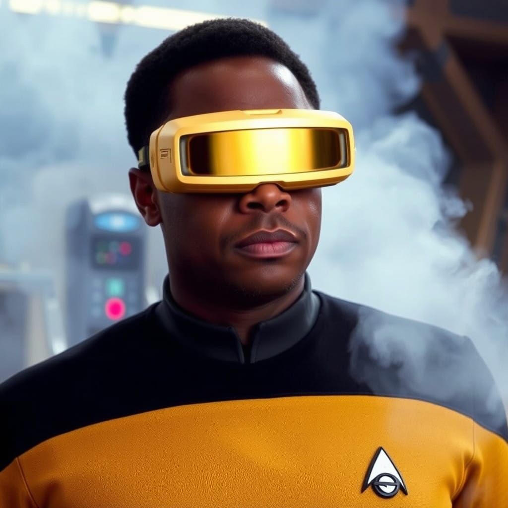 Geordi LaForge in Cyberpunk Virtual Reality Goggles