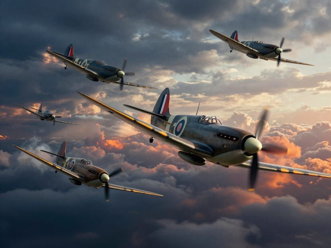 Epic Spitfires in Battle of Britain Cinematic Digital Art