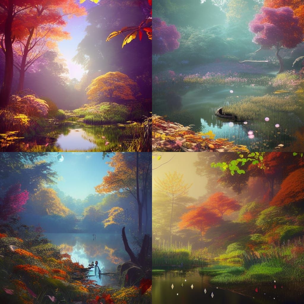 Autumn Flower Vine Landscape in Anime Art Style