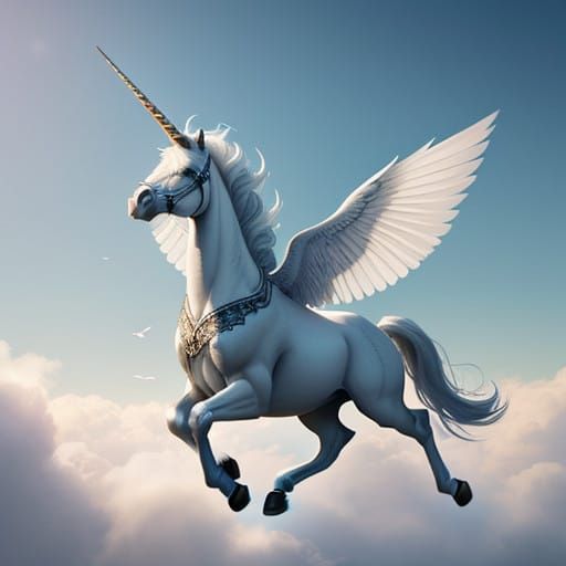Majestic Flying Unicorn in Whimsical Dreamscapes