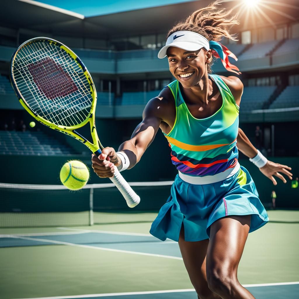 Hyperrealistic Tennis Player in Extravagant Costume