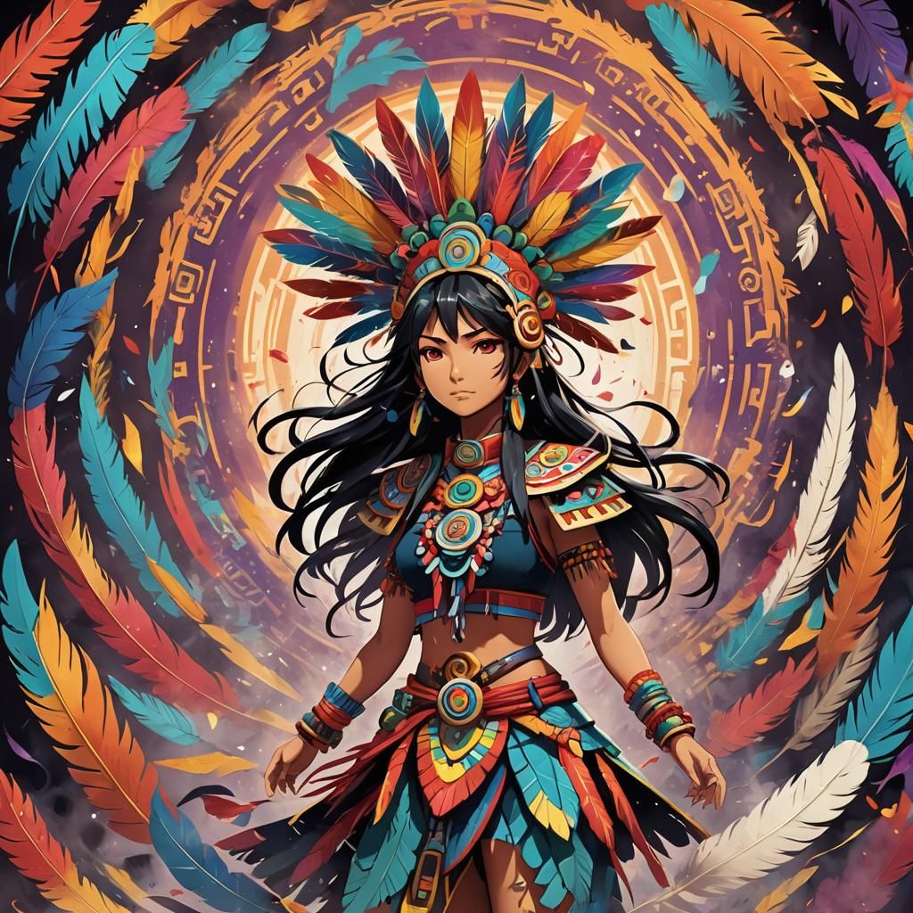 Aztec Goddess Anime Girl in Studio Trigger Style