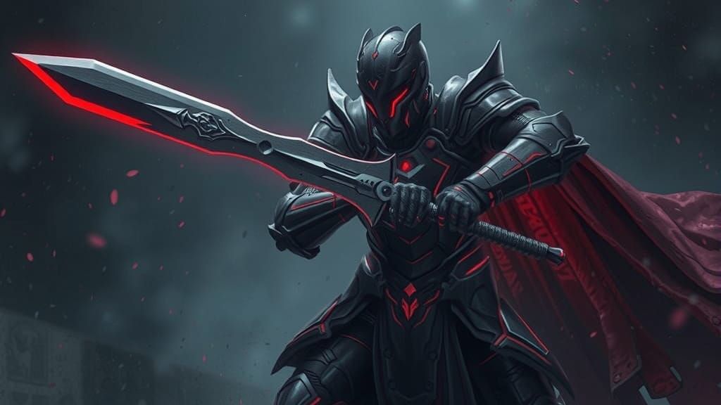 Dark Knight Wields Sword of Fury in Cyberpunk Realm