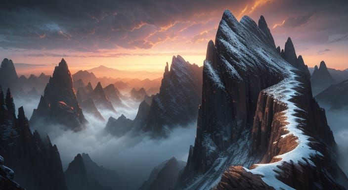 Majestic Mountain Range Under Dramatic Sky