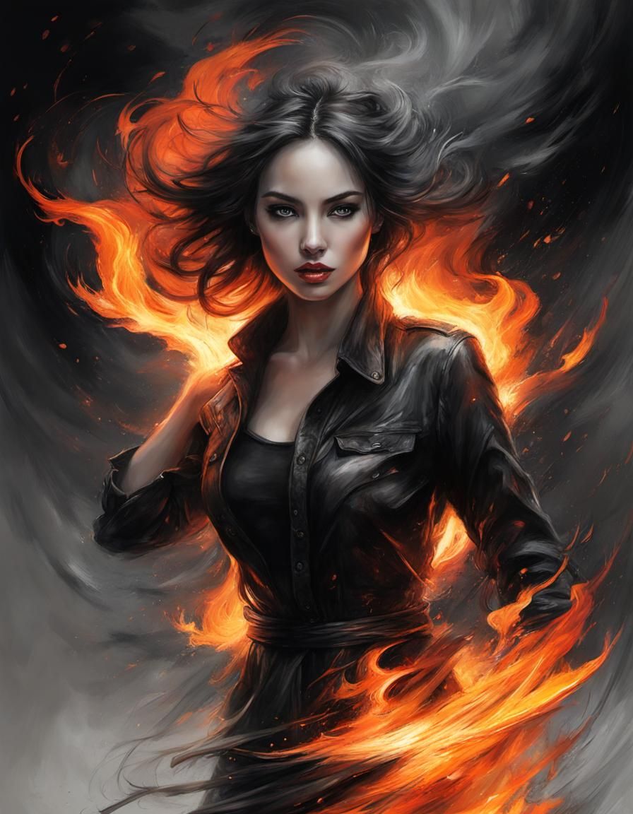 Rain Ablaze: A Modern Ink and Charcoal Rendering