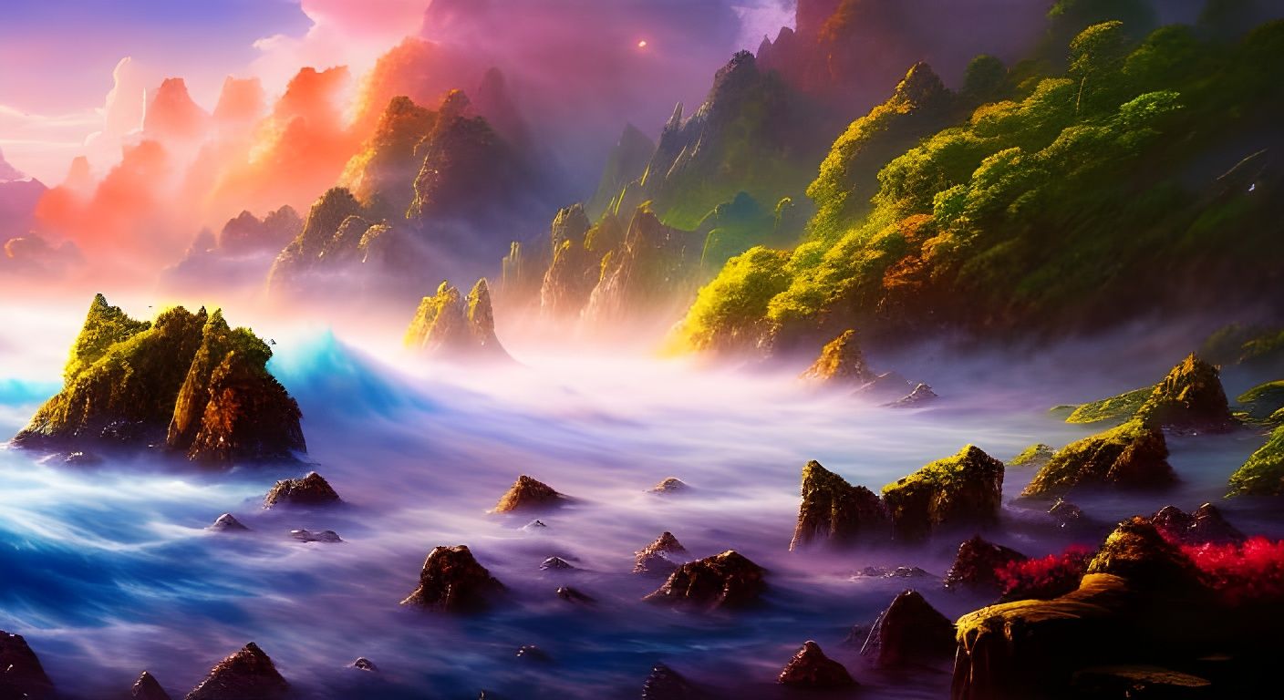 Fantasy Seascape with Watercolor and Gouache Details