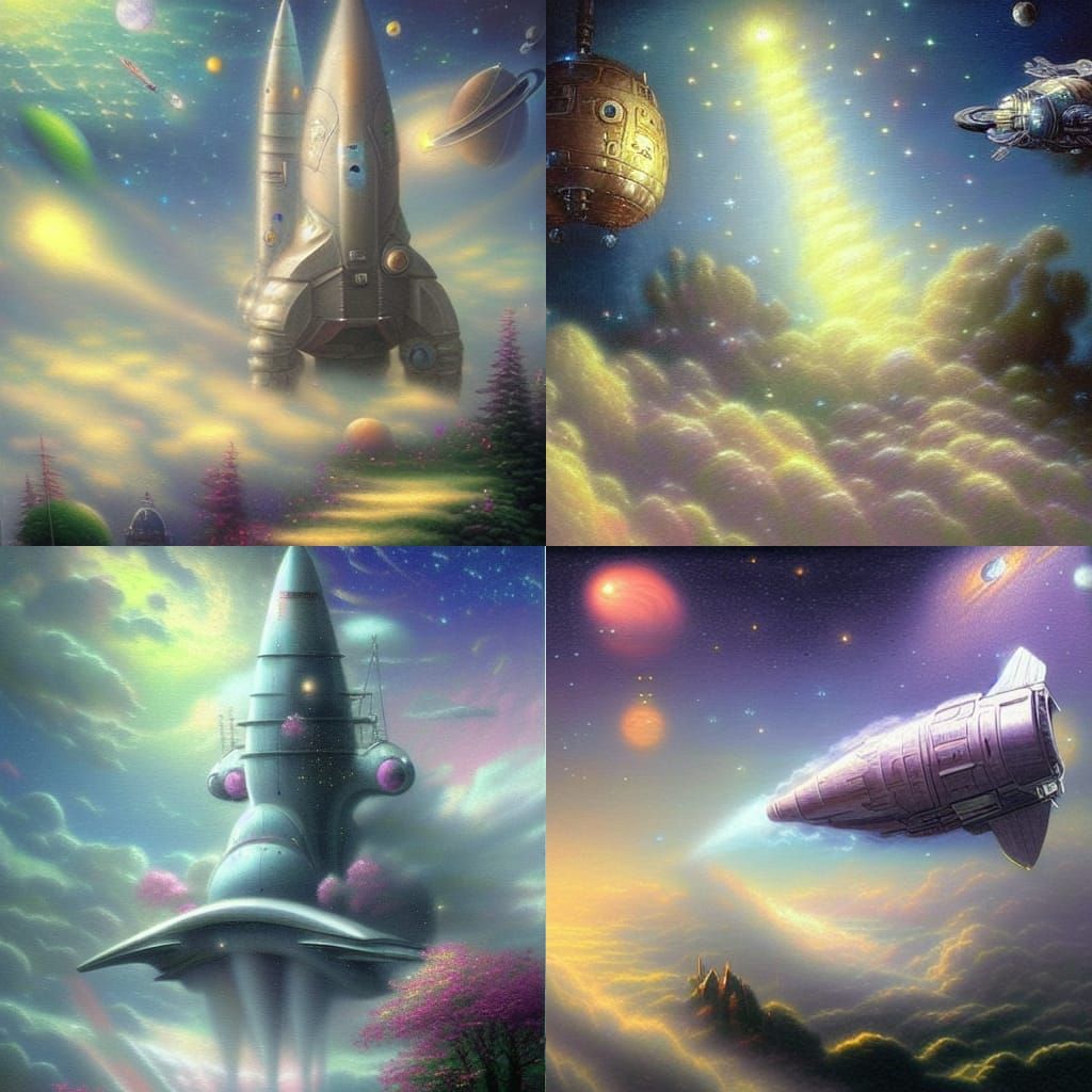 Ethereal Spaceship in a Luminous Mist