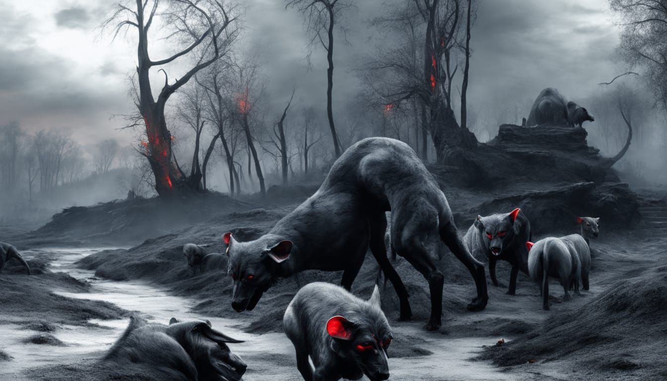 Surreal Creature's Vengeful Attack in Dark Fantasy Style