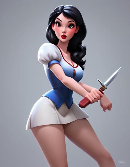Snow White Pin-Up with Knife: CGI Rendition