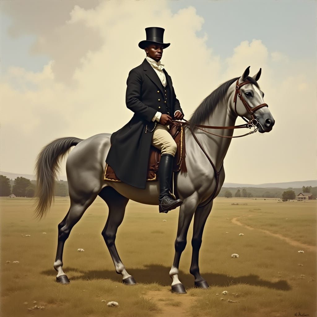 Black Man Rides Saddlebred Horse in Historic American Art