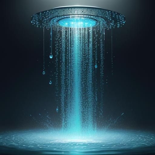 Floating Water Droplets in Bright 3D Digital Art