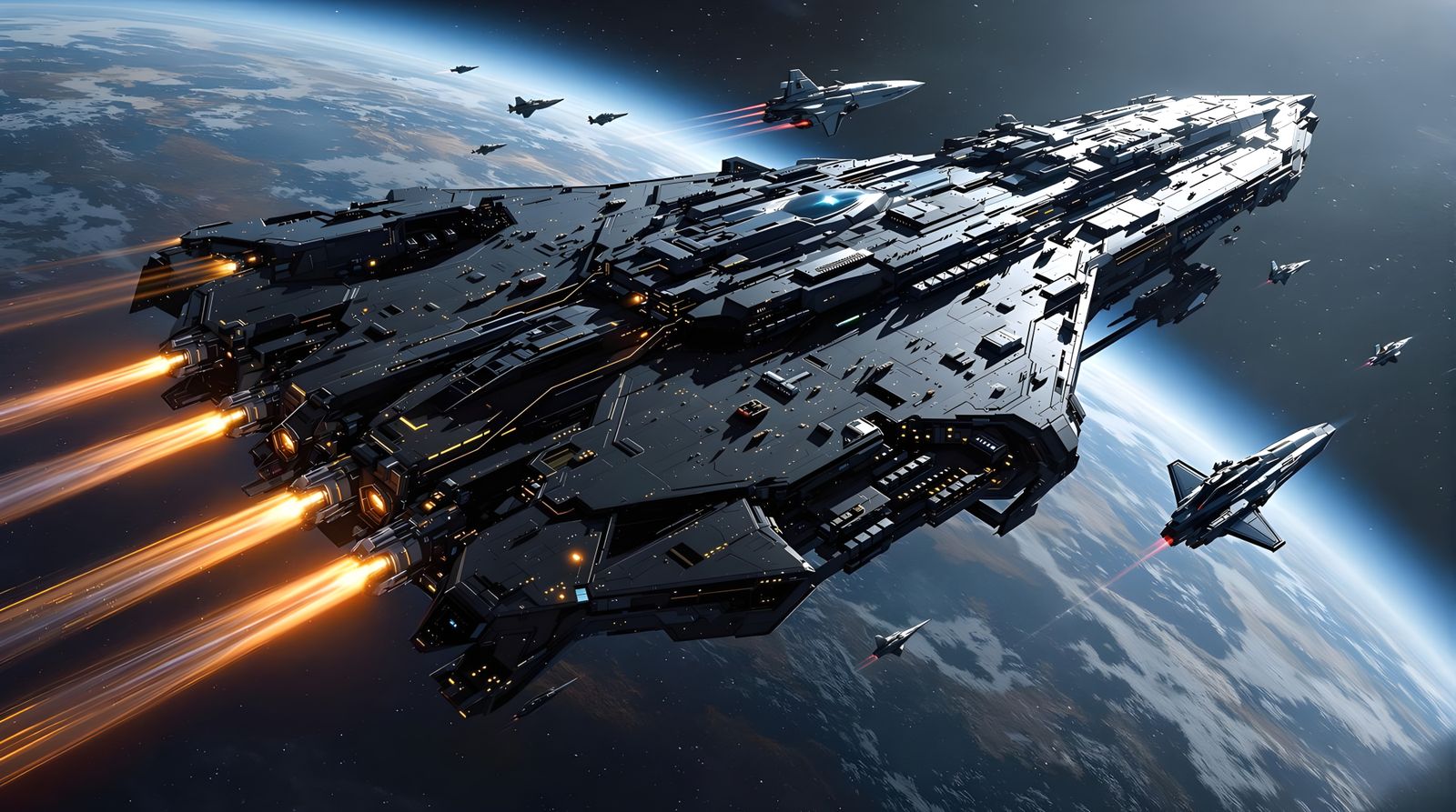 Massive Spacecraft in Asymmetric Hyper Realistic Design