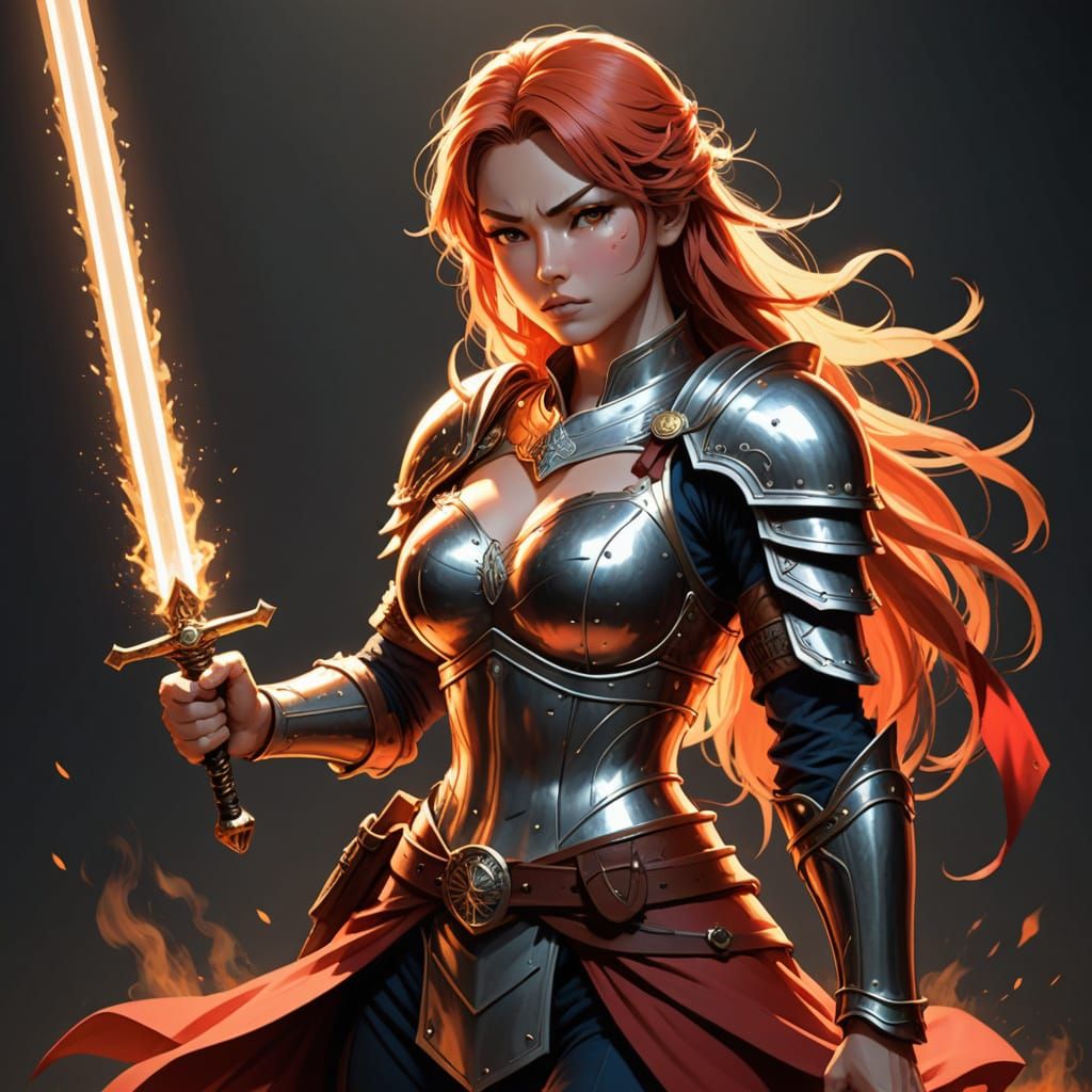 Manga Warrior Wields Blazing Light Sword