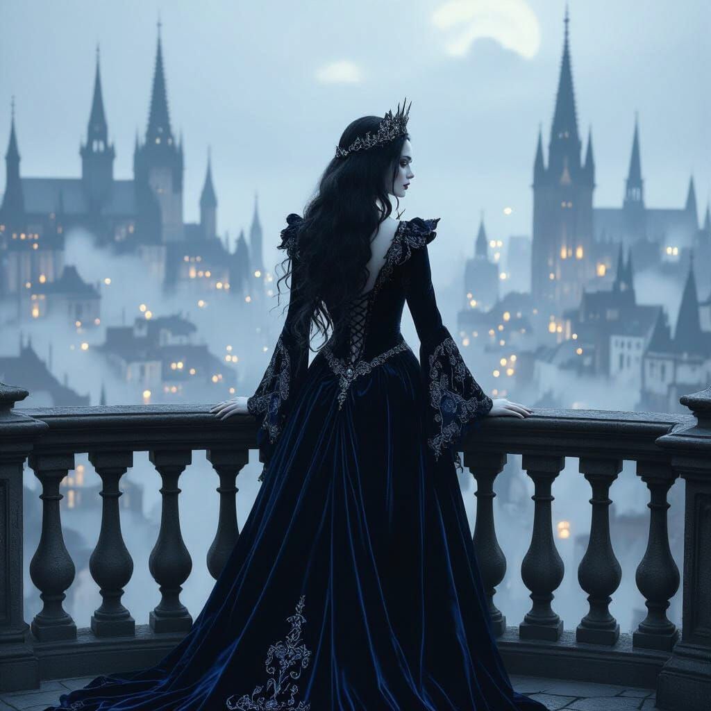 Gothic Vampire Queen Surveys Her Empire