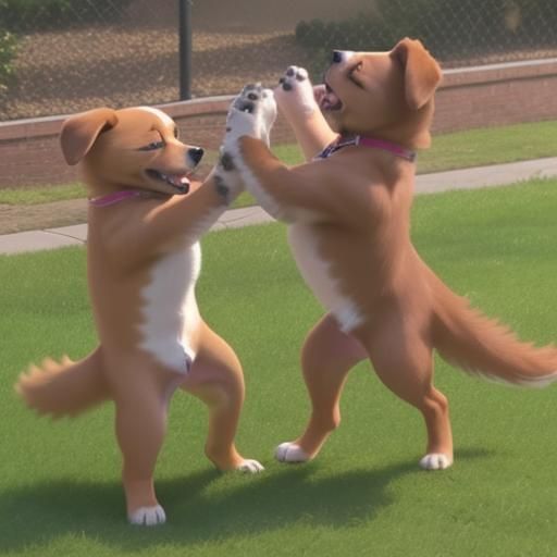 Playful Pups Engage in Mock Battle