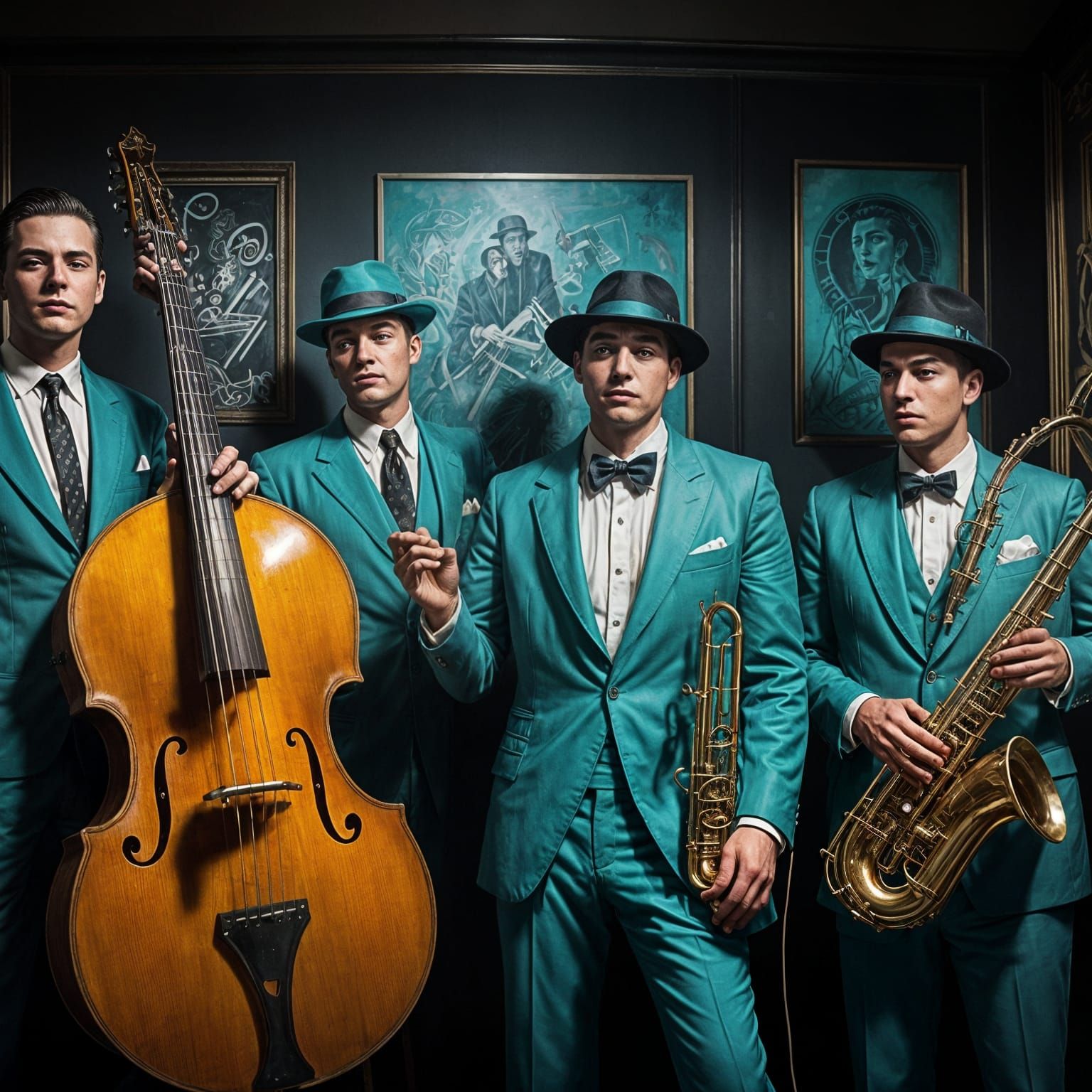 Vintage Jazz Band Poster in Art Deco Style