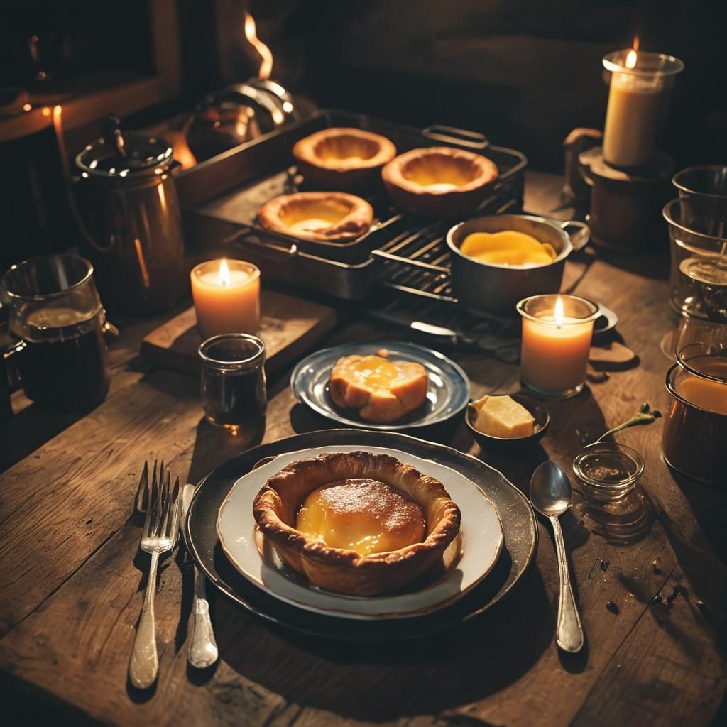 Yorkshire Pudding in Rustic Kitchen, Cinematic Style