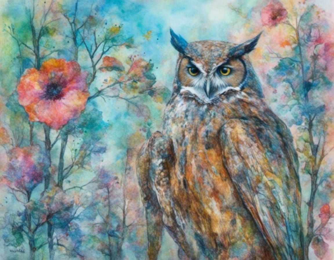 Knight with Owl in Fume Art Style