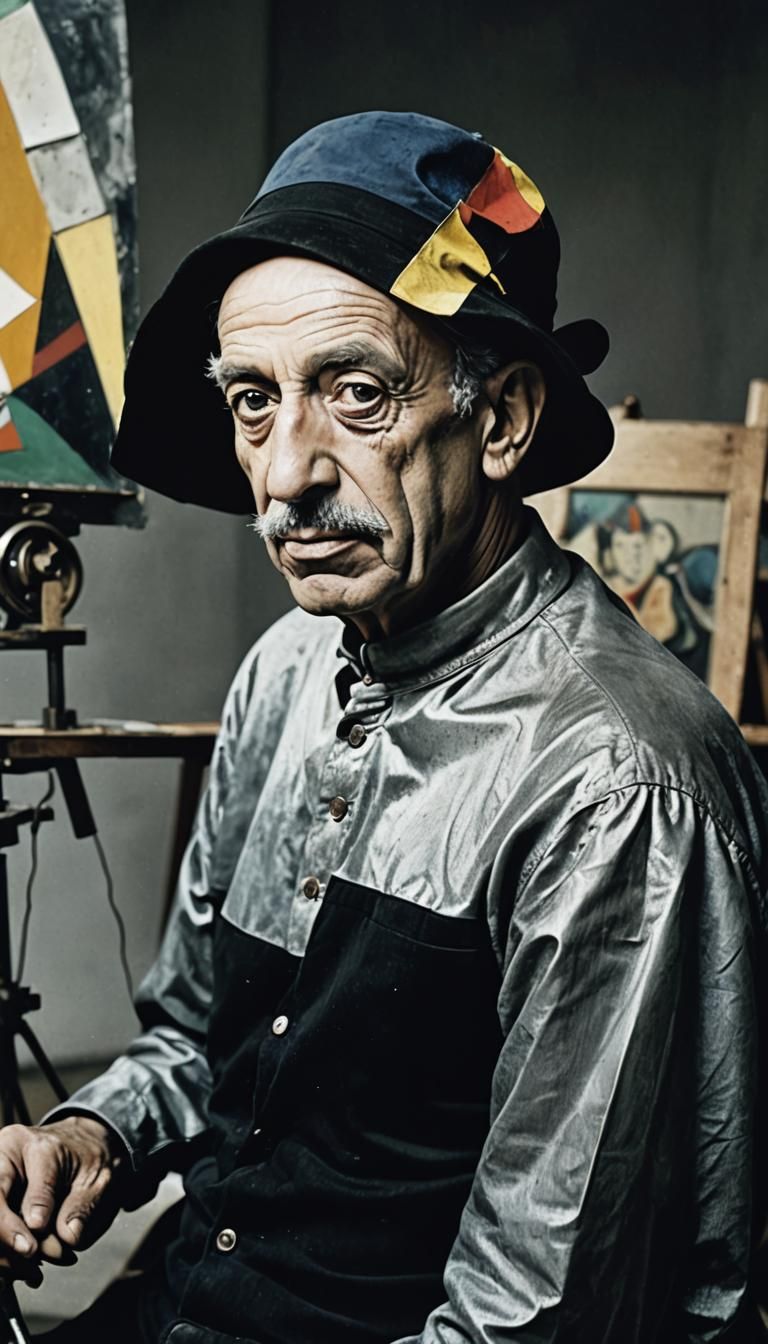 Tinguely Picasso Hybrid in Cel-Shaded Digital Art