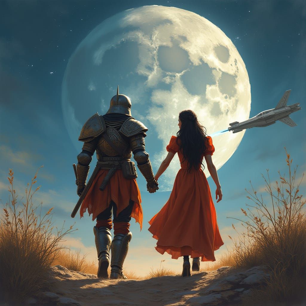 Galactic Lovers Embracing the Cosmic Night