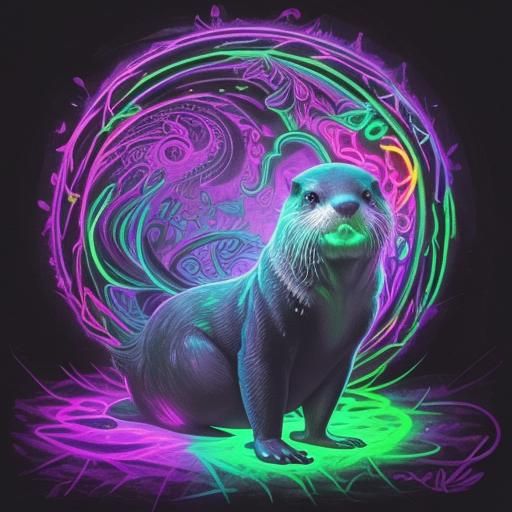 Glowing Otter: Blacklight Art in Fluorescent Colors