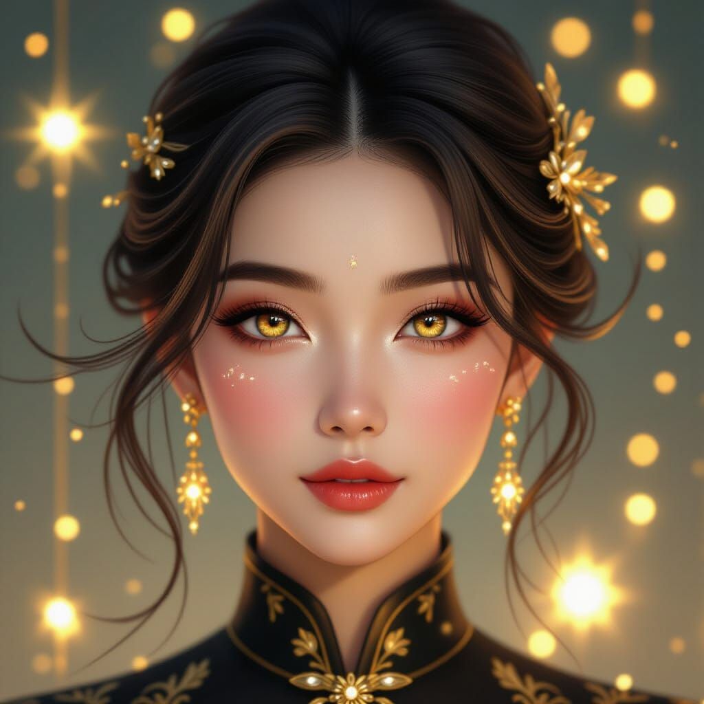 Photorealistic Vietnamese Digital Muse with Fractal Jewels